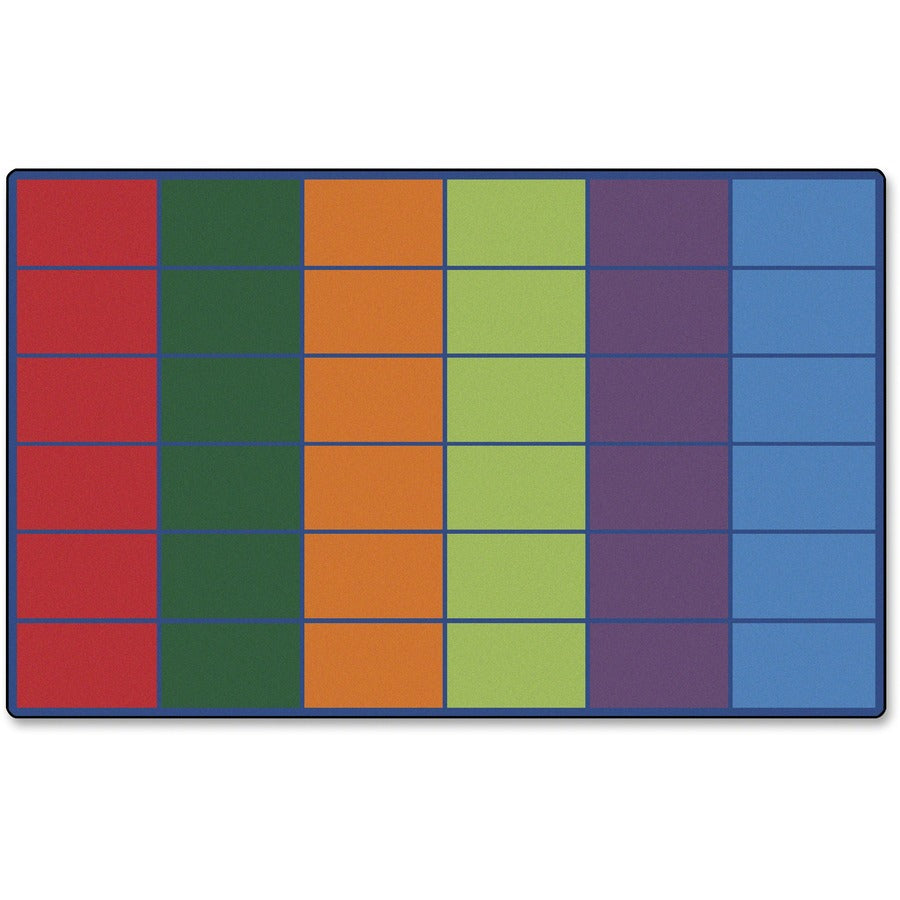 Carpets for Kids®, Premium Color Rows 36-space Seating Rug - 13.33 ft Length x 100" Width - Rectangle - Colorful Rows - Multi