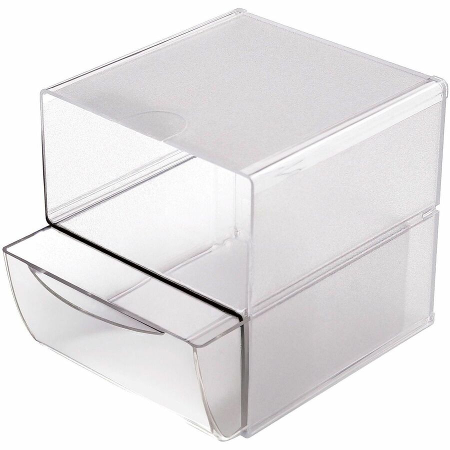 Deflecto Stackable Cube Organizer - 1 Drawer(s) - 6" Height x 6" Width x 7.20" Depth - Stackable, Removable Drawer, Removable Divider, Sturdy - Clear - Plastic - 1 Each