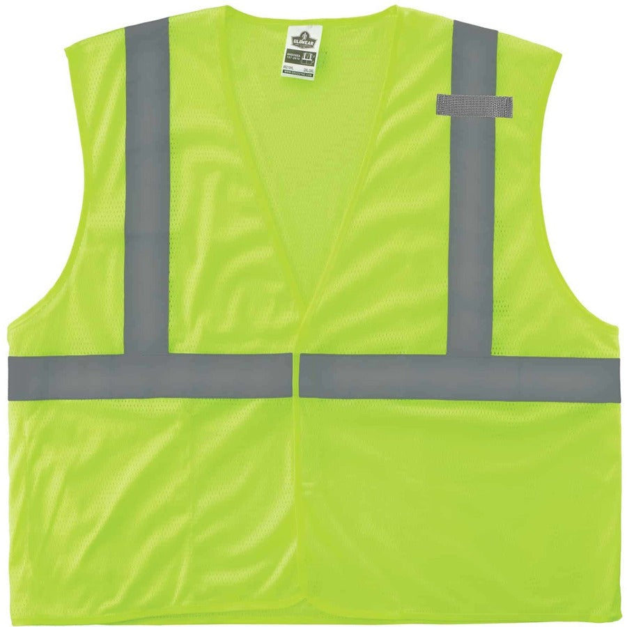 Ergodyne 8210HL Mesh Hi-Vis Safety Vest - Recommended for: Utility, Construction, Baggage Handling, Emergency, Warehouse - Large/Extra Large - Hook & Loop Closure - Polyester Mesh, Mesh Fabric - Lime - Reflective, Pocket, Breathable, Lightweight, High...