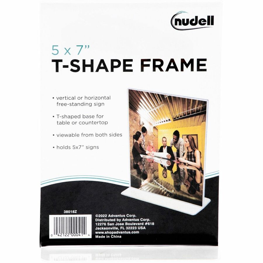 Golite nu-dell Double-sided Sign Holder - 5" Width x 7" Height - Rectangular Shape - Double Sided - Self-standing - Signage, Photo, Notice - Plastic - Clear - 1 Each