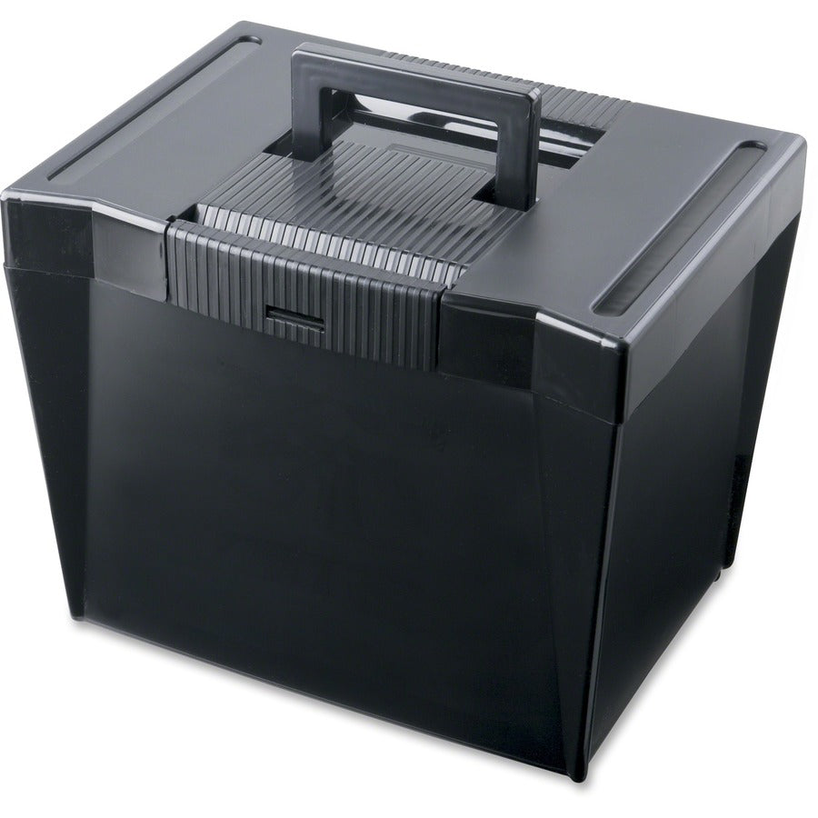 Pendaflex Economy File Box - Internal Dimensions: 13.87" Width x 10.75" Depth x 10.25" Height - External Dimensions: 13.5" Width x 10.3" Depth x 10.9" Height - Media Size Supported: Letter - Latch Lock Closure - Stackable - Plastic - Black - For File...