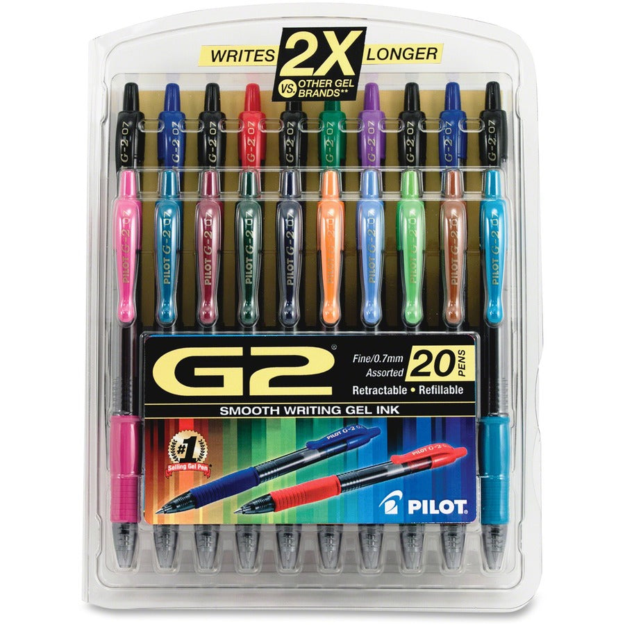 G2 20-Pack Premium Gel Ink Retractable Pens - Refillable - Retractable - Assorted Ink - Gel-based - 20 / Pack
