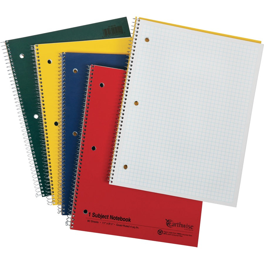 Oxford 3 - Hole Punched Wirebound Notebook - Letter - 80 Sheets - Wire Bound - 15 lb Basis Weight - Letter - 8 1/2" x 11" Sheet Size - White Paper - Assorted Kraft Cover - Micro Perforated, Rigid, Subject - 1 Each