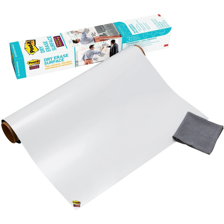 Post-it®, Self-Stick Dry-Erase Film Surface - White Surface - 24" (2 ft) Width x 36" (3 ft) Length - White Film - Rectangle - Flexible, Stain Resistant, Self-stick - 1 Pack