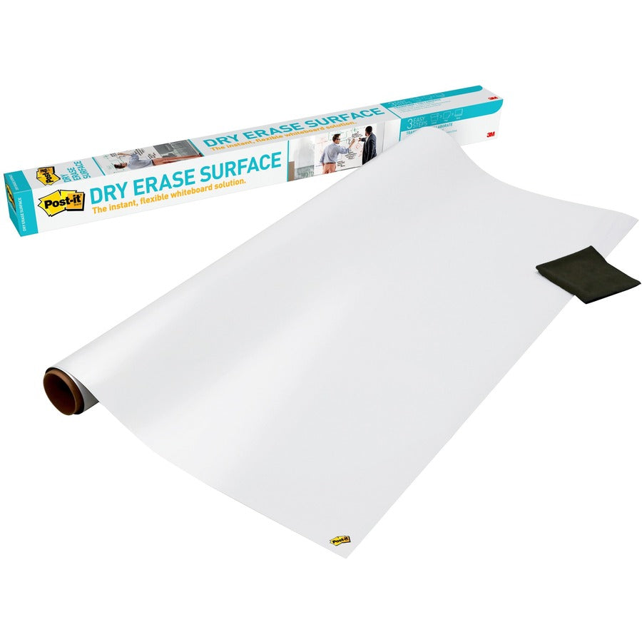 Post-it®, Self-Stick Dry-Erase Film Surface - White Surface - 36" (3 ft) Width x 48" (4 ft) Length - White Film - Rectangle - Flexible, Stain Resistant, Self-stick - 1 Pack