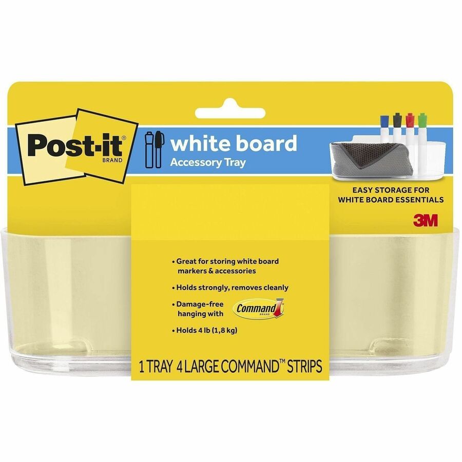Post-it®, Dry-Erase Accessory Tray - 5.2" Height x 8.4" Width x 3" Depth - Plastic - Clear - 1 Each