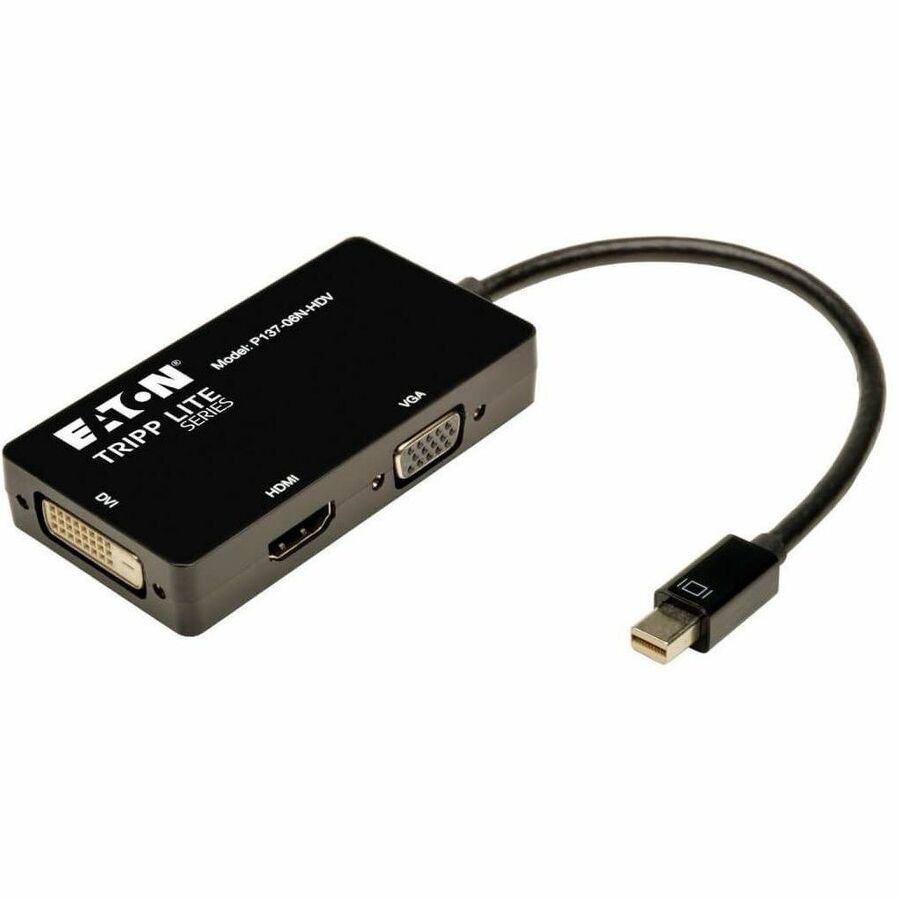 Tripp Lite series Mini DP to VGA/DVI/HDMI Adapter/Converter - 6" DVI/HDMI/Mini DisplayPort/VGA A/V Cable for Audio/Video Device, Monitor, Tablet, MacBook Air - First End: 1 x Mini DisplayPort Digital Audio/Video - Male - Second End: 1 x DVI-I Digital V...