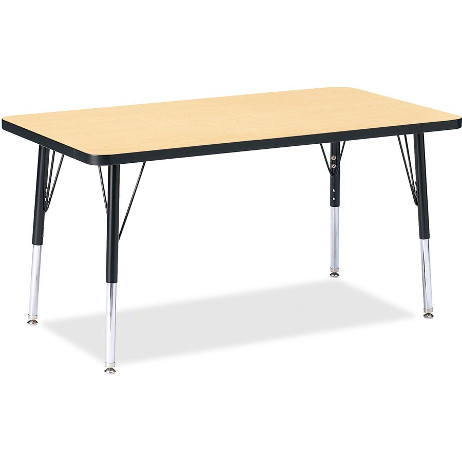 Jonti-Craft Berries Height Maple Top Black Edge Rectangle Table - Laminated Rectangle, Maple Top - Height Adjustable - 15" to 24" Adjustment - 36" Table Top Length x 24" Table Top Width x 1.13" Table Top Thickness - 24" Height - Children, Art, Craft...