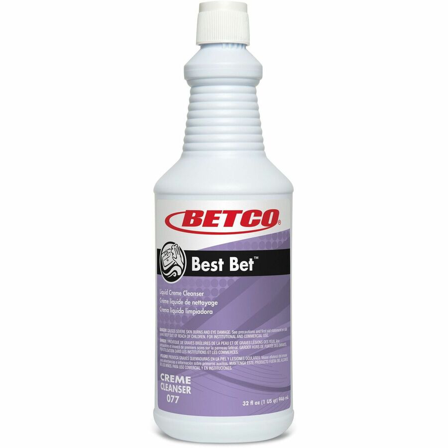 Betco Liquid Abrasive Creme Cleanser - For Ceramic, Tile, Plastic, Porcelain - 32 oz (2 lb) - Mint Scent - Recommended For: Rust Remover, Soap Scum Remover, Stain Remover, Grease Remover, Hard Water Remover, Mineral Deposit Remover - Non-scratching, Ab...