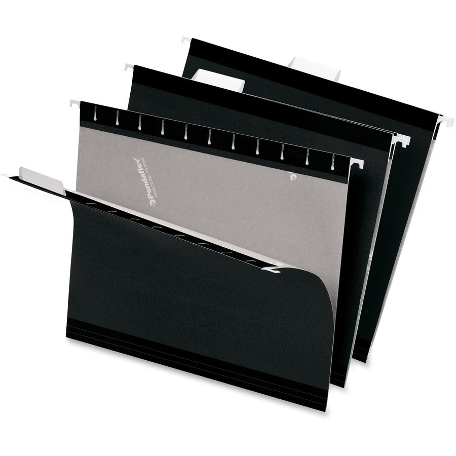 Pendaflex 1/5 Tab Cut Legal Hanging Folder - 8 1/2" x 14" - Internal Pocket - 11 pt. - Black - Reinforced, Tear Resistant - 10% Recycled - 25 / Box