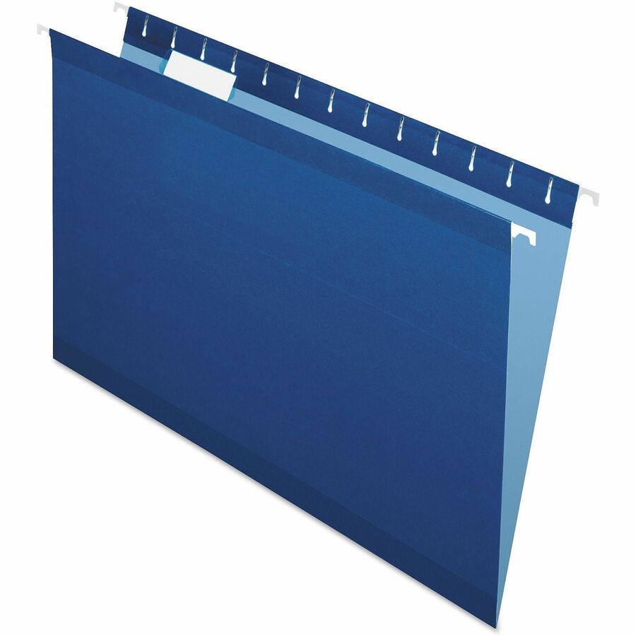 Pendaflex 1/5 Tab Cut Legal Hanging Folder - 8 1/2" x 14" - Internal Pocket - 11 pt. - Navy - Reinforced, Tear Resistant, Durable - 25 / Box