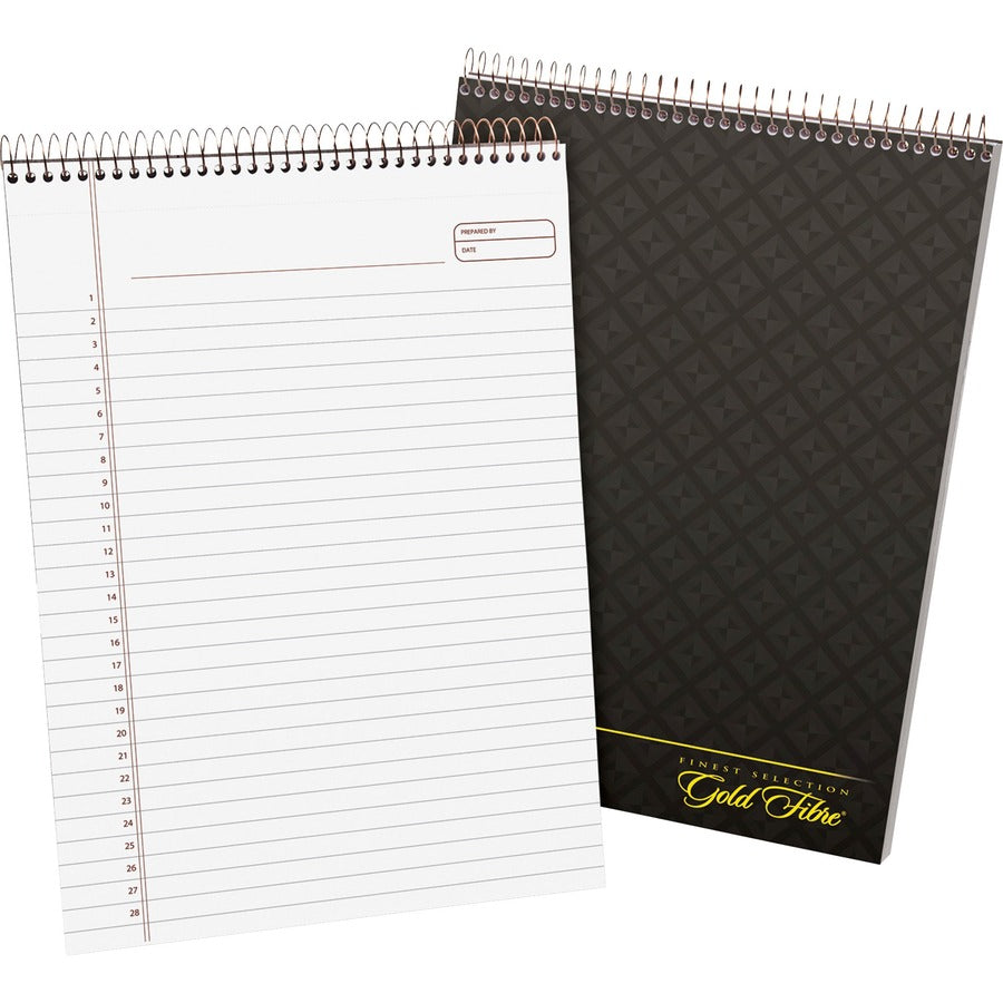 Ampad Gold Fibre Classic Wirebound Legal Pads - 70 Sheets - Wire Bound - 0.34" Ruled - 20 lb Basis Weight - 8 1/2" x 11 3/4" Sheet Size - 0.43" Height x 8.5" Width x 12.3" Length - White Paper - Brown Cover - Micro Perforated, Rigid, Chipboard Backing...