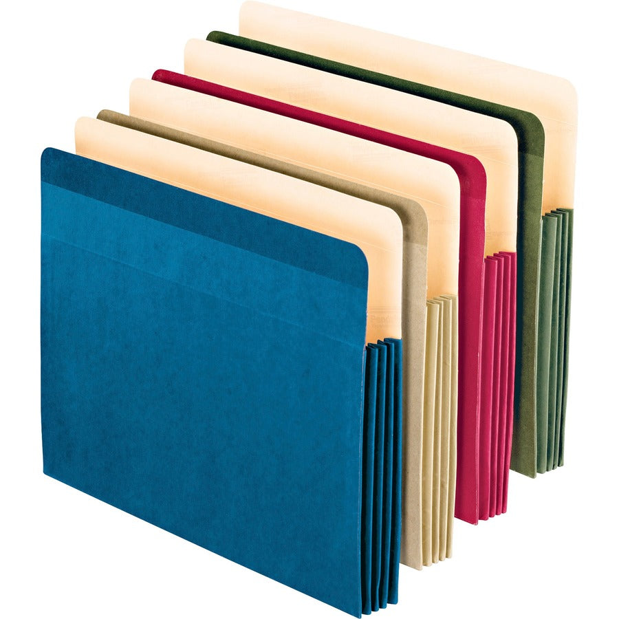 Pendaflex Letter Recycled File Pocket - 8 1/2" x 11" - 700 Sheets Capacity - 3 1/2" Expansion - Blue, Red, Yellow, Green - Reinforced Gusset, Tear Resistant, Laminated, Durable - 60% Recycled - 4 / Pack