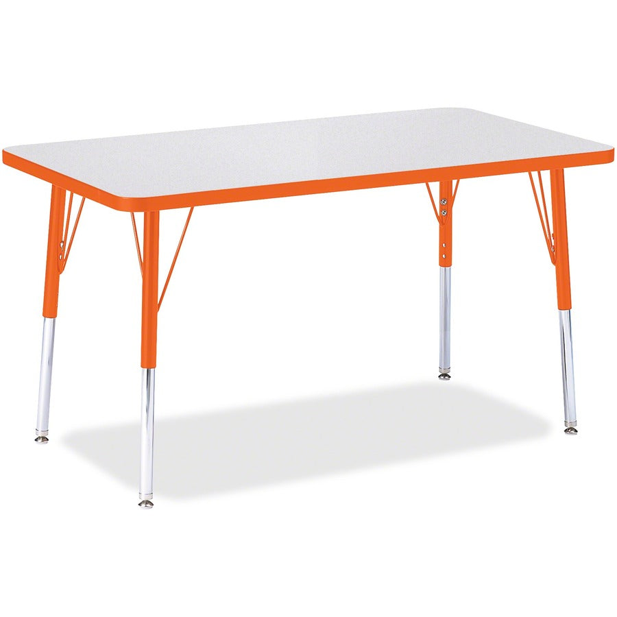 Jonti-Craft Berries Adult Height Color Edge Rectangle Table - Laminated Rectangle, Orange Top - Four Leg Base - 4 Legs - Height Adjustable - 24" to 31" Adjustment - 36" Table Top Length x 24" Table Top Width x 1.13" Table Top Thickness - 31" Height - A...