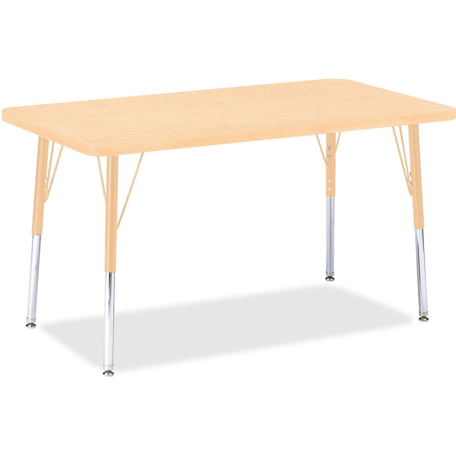 Jonti-Craft Berries Adult Height Maple Top/Edge Rectangle Table - Laminated Rectangle, Maple Top - Four Leg Base - 4 Legs - Height Adjustable - 24" to 31" Adjustment - 36" Table Top Length x 24" Table Top Width x 1.13" Table Top Thickness - 31" Height...