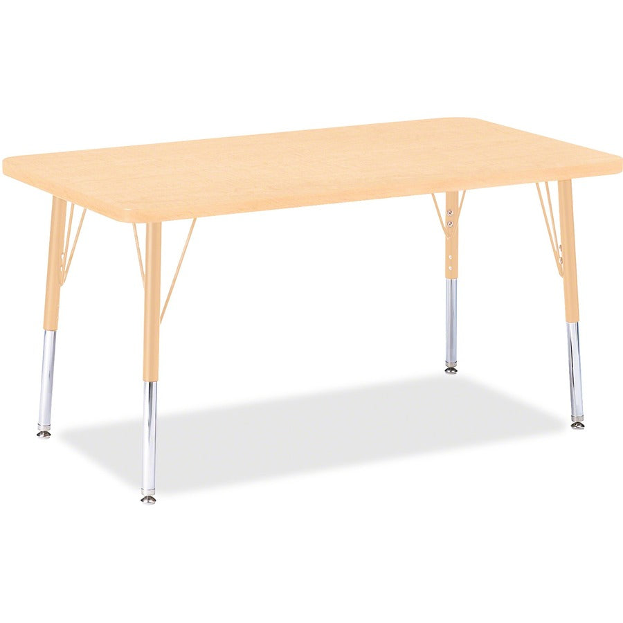 Jonti-Craft Berries Elementary Maple Top/Edge Rectangle Table - Laminated Rectangle, Maple Top - Four Leg Base - 4 Legs - Height Adjustable - 15" to 24" Adjustment - 36" Table Top Length x 24" Table Top Width x 1.13" Table Top Thickness - 24" Height...
