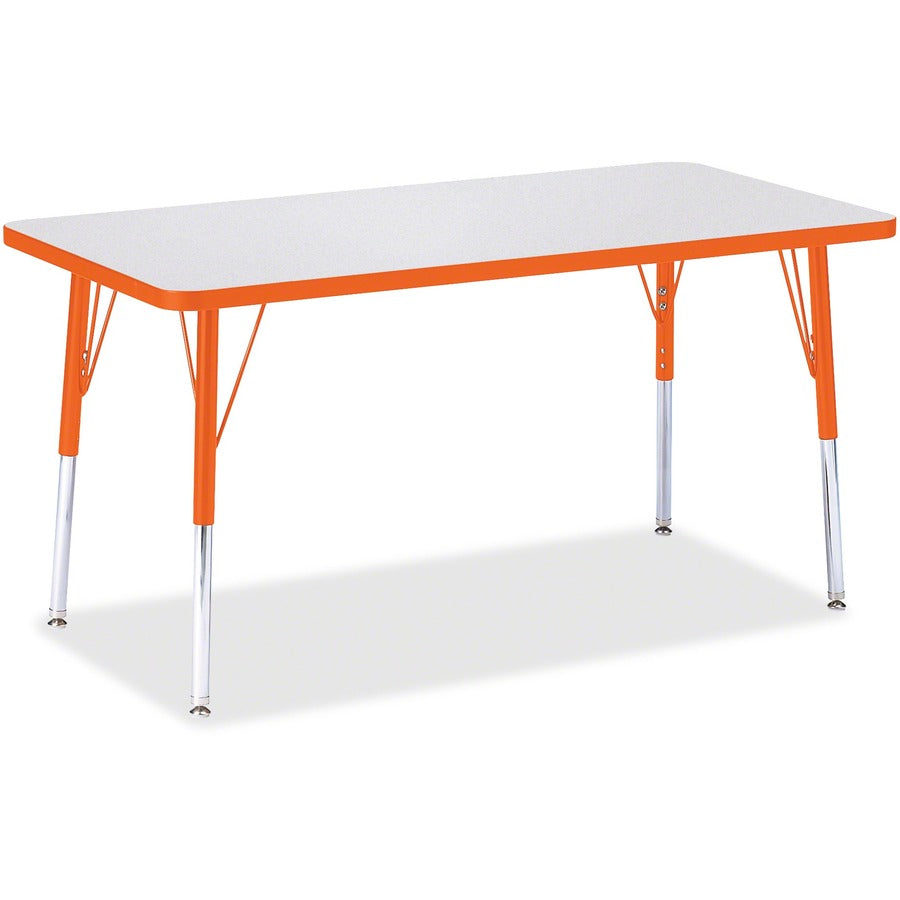 Jonti-Craft Berries Adult Height Color Edge Rectangle Table - Laminated Rectangle, Orange Top - Four Leg Base - 4 Legs - Height Adjustable - 24" to 31" Adjustment - 48" Table Top Length x 24" Table Top Width x 1.13" Table Top Thickness - 31" Height - A...