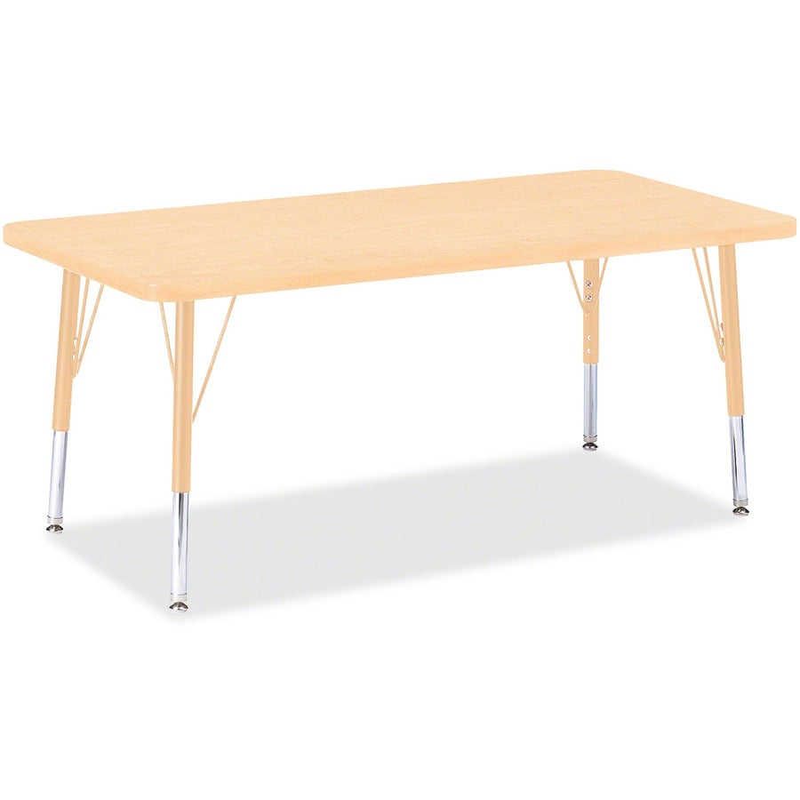 Jonti-Craft Berries Adult Height Maple Top/Edge Rectangle Table - Laminated Rectangle, Maple Top - Four Leg Base - 4 Legs - Height Adjustable - 24" to 31" Adjustment - 48" Table Top Length x 24" Table Top Width x 1.13" Table Top Thickness - 31" Height...