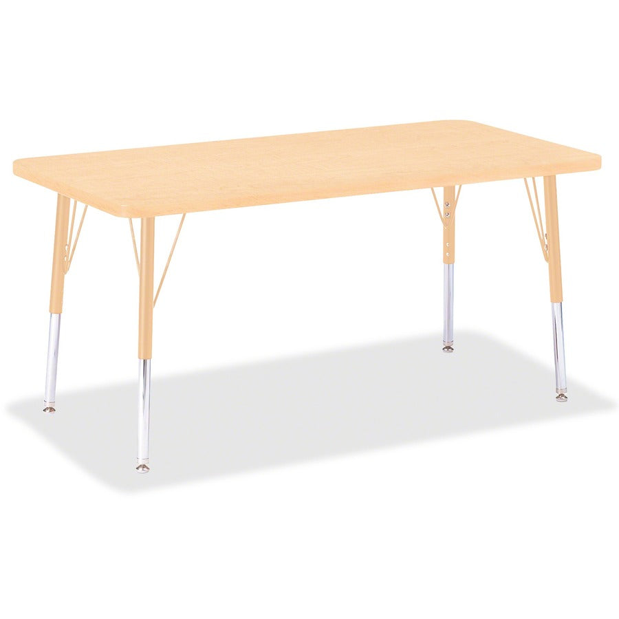 Jonti-Craft Berries Elementary Maple Laminate Rectangle Table - Laminated Rectangle, Maple Top - Four Leg Base - 4 Legs - Height Adjustable - 15" to 24" Adjustment - 48" Table Top Length x 24" Table Top Width x 1.13" Table Top Thickness - 24" Height...