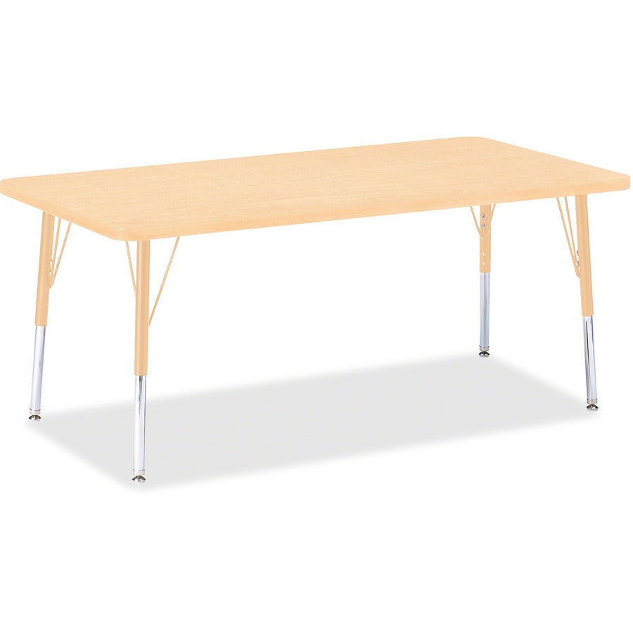 Jonti-Craft Berries Elementary Maple Top/Edge Rectangle Table - Laminated Rectangle, Maple Top - Four Leg Base - 4 Legs - Height Adjustable - 15" to 24" Adjustment - 60" Table Top Length x 30" Table Top Width x 1.13" Table Top Thickness - 24" Height...