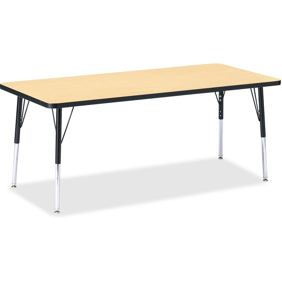 Jonti-Craft Berries Elementary Height Color Top Rectangle Table - Laminated Rectangle, Maple Top - Four Leg Base - 4 Legs - Height Adjustable - 15" to 24" Adjustment - 72" Table Top Length x 30" Table Top Width x 1.13" Table Top Thickness - Art, Craft...