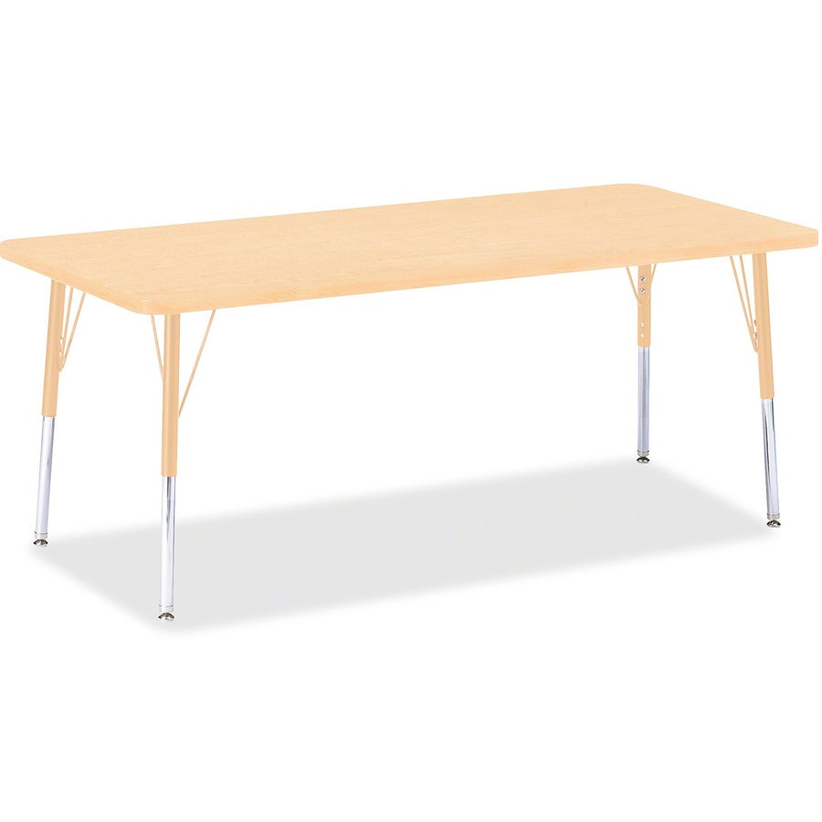 Jonti-Craft Berries Elementary Maple Top/Edge Rectangle Table - Laminated Rectangle, Maple Top - Four Leg Base - 4 Legs - Height Adjustable - 15" to 24" Adjustment - 72" Table Top Length x 30" Table Top Width - 24" Height x 72" Width x 30" Depth - Art...