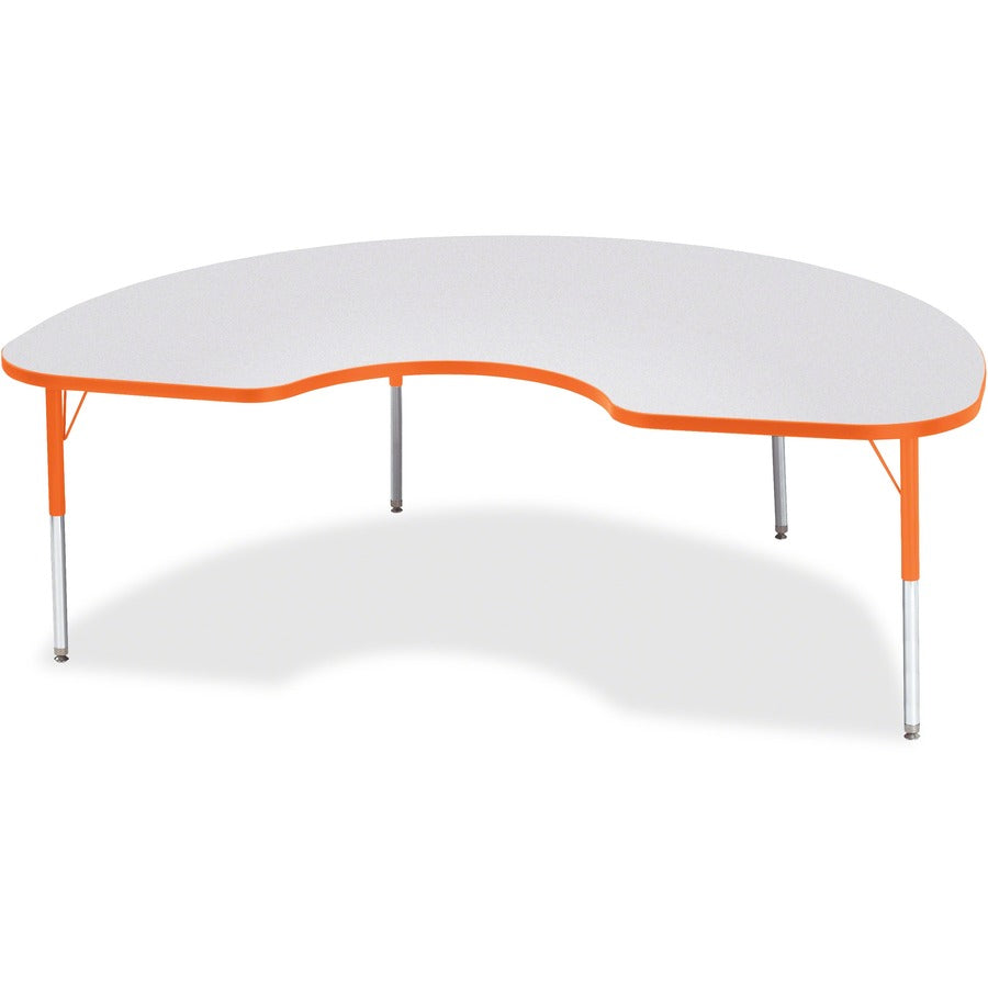 Jonti-Craft Berries Elementary Height Color Edge Kidney Table - Laminated Kidney-shaped, Orange Top - Four Leg Base - 4 Legs - Height Adjustable - 15" to 24" Adjustment - 72" Table Top Length x 48" Table Top Width x 1.13" Table Top Thickness - 24" Heig...