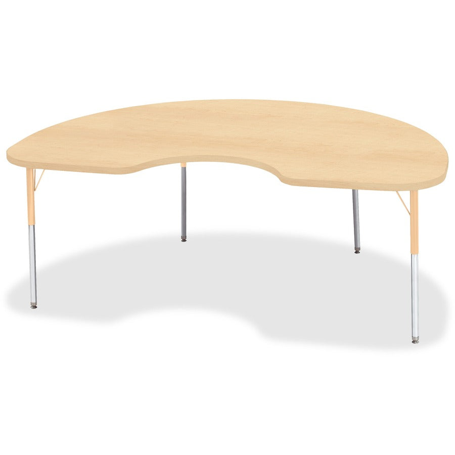 Jonti-Craft Berries Adult Height Maple Top/Edge Kidney Table - Laminated Kidney-shaped, Maple Top - Four Leg Base - 4 Legs - Height Adjustable - 24" to 31" Adjustment - 72" Table Top Length x 48" Table Top Width x 1.13" Table Top Thickness - 31" Height...