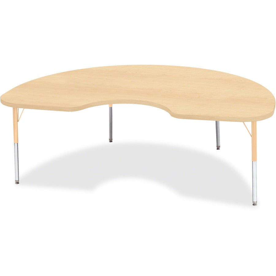 Jonti-Craft Berries Elementary Height Maple Top/Edge Kidney Table - Laminated Kidney-shaped, Maple Top - Four Leg Base - 4 Legs - Height Adjustable - 15" to 24" Adjustment - 72" Table Top Length x 48" Table Top Width x 1.13" Table Top Thickness - 24" H...