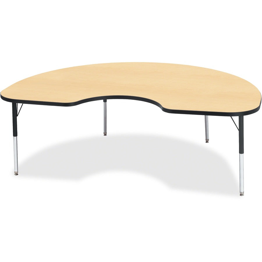 Jonti-Craft Berries Elementary Height Color Top Kidney Table - Laminated Kidney-shaped, Maple Top - Four Leg Base - 4 Legs - Height Adjustable - 15" to 24" Adjustment - 72" Table Top Length x 48" Table Top Width x 1.13" Table Top Thickness - 24" Height...