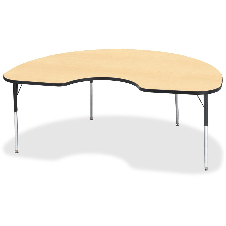 Jonti-Craft Berries Adult Color Top Kidney Table - Laminated Kidney-shaped, Maple Top - Four Leg Base - 4 Legs - Height Adjustable - 24" to 31" Adjustment - 72" Table Top Length x 48" Table Top Width x 1.13" Table Top Thickness - 31" Height - Art, Craf...