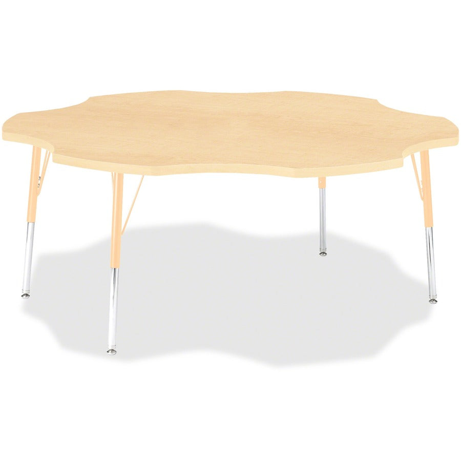 Jonti-Craft Berries Adult Maple Laminate Six-leaf Table - Laminated, Maple Top - Four Leg Base - 4 Legs - Height Adjustable - 24" to 31" Adjustment x 1.13" Table Top Thickness x 60" Table Top Diameter - 31" Height - Educational Environment - Assembly R...