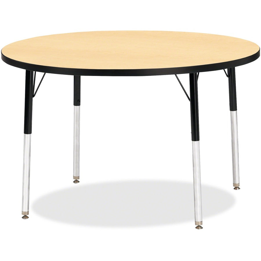 Jonti-Craft Berries Adult Height Color Top Round Table - Laminated Round, Maple Top - Four Leg Base - 4 Legs - Height Adjustable - 24" to 31" Adjustment x 1.13" Table Top Thickness x 42" Table Top Diameter - 31" Height - Art, Craft - Assembly Required...