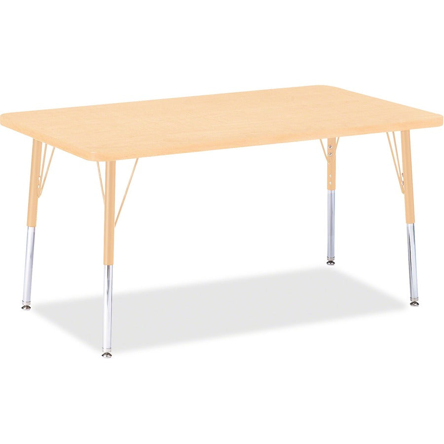 Jonti-Craft Berries Adult Height Maple Top/Edge Rectangle Table - Laminated Rectangle, Maple Top - Four Leg Base - 4 Legs - Height Adjustable - 24" to 31" Adjustment - 48" Table Top Length x 30" Table Top Width x 1.13" Table Top Thickness - 31" Height...