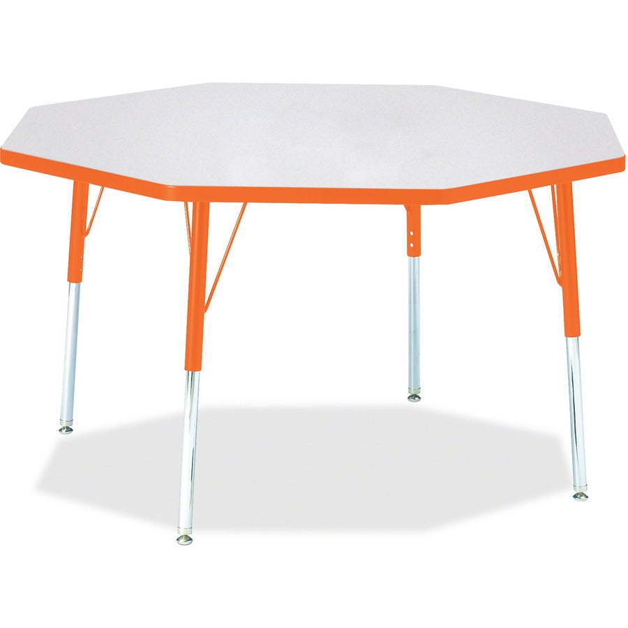 Jonti-Craft Berries Adult Height Color Edge Octagon Table - Laminated Octagonal, Orange Top - Four Leg Base - 4 Legs - Height Adjustable - 24" to 31" Adjustment x 1.13" Table Top Thickness x 48" Table Top Diameter - 31" Height - Art, Craft - Assembly R...