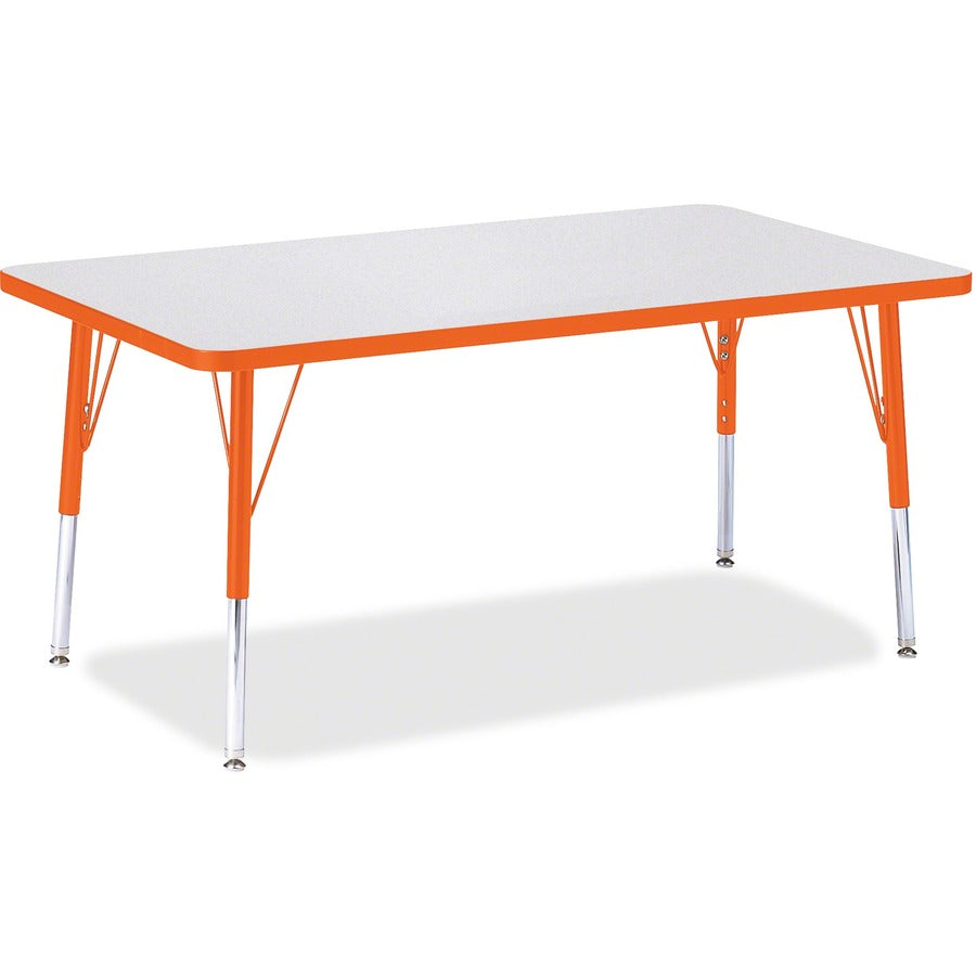 Jonti-Craft Berries Elementary Height Color Edge Rectangle Table - Gray Rectangle Top - Four Leg Base - 4 Legs - Height Adjustable - 15" to 24" Adjustment - 48" Table Top Length x 30" Table Top Width x 1.13" Table Top Thickness - 24" Height - Art, Craf...