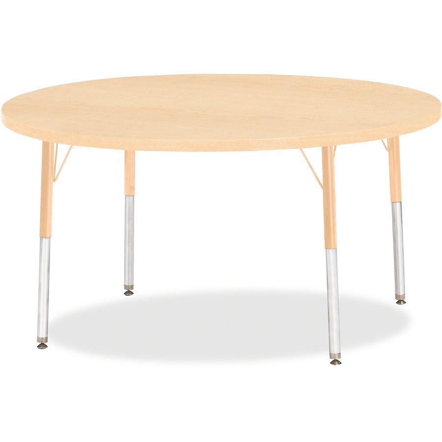 Jonti-Craft Berries Adult Height Maple Top/Edge Round Table - Laminated Round, Maple Top - Four Leg Base - 4 Legs - Height Adjustable - 24" to 31" Adjustment x 1.13" Table Top Thickness x 48" Table Top Diameter - 31" Height - Art, Craft - Assembly Requ...
