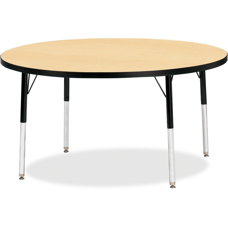 Jonti-Craft Berries Adult Height Color Top Round Table - Laminated Round, Maple Top - Four Leg Base - 4 Legs - Height Adjustable - 24" to 31" Adjustment x 1.13" Table Top Thickness x 48" Table Top Diameter - 31" Height - Art, Craft - Assembly Required...