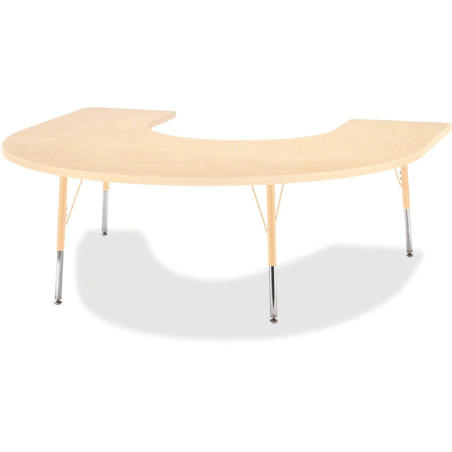 Jonti-Craft Berries Adult Maple Laminate Horseshoe Table - Laminated Horseshoe-shaped, Maple Top - Four Leg Base - 4 Legs - Height Adjustable - 24" to 31" Adjustment - 66" Table Top Length x 60" Table Top Width x 1.13" Table Top Thickness - 31" Height...