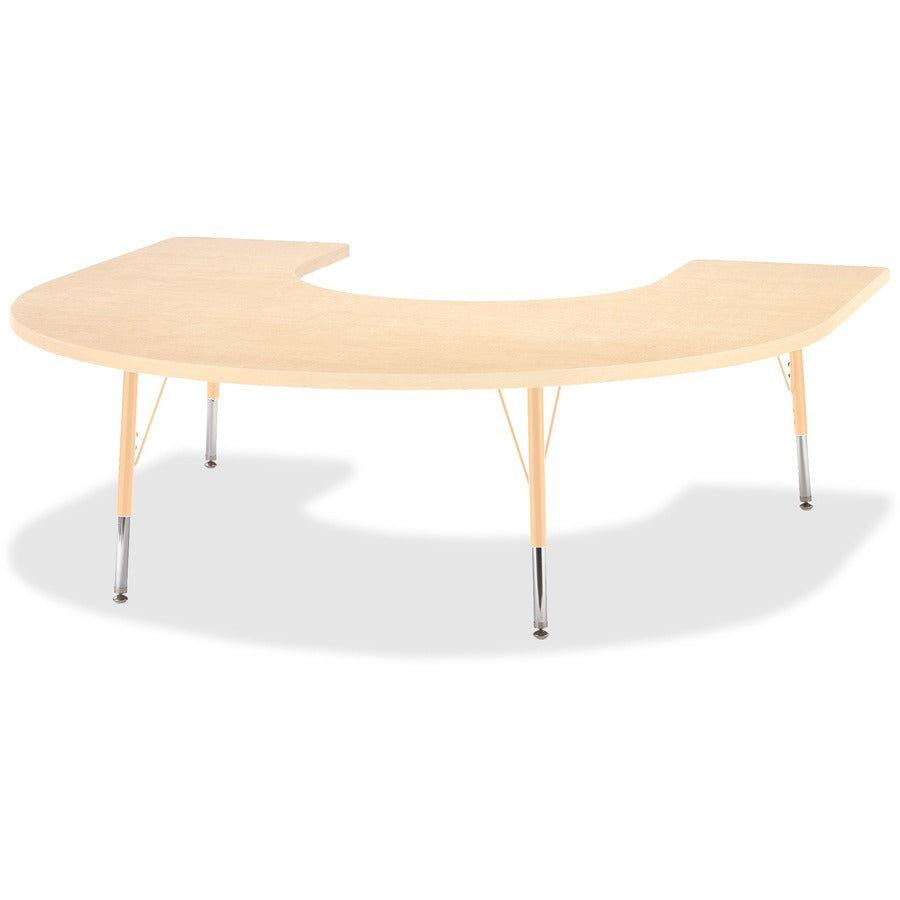 Jonti-Craft Berries Elementary Maple Laminate Horseshoe Table - Laminated Horseshoe-shaped, Maple Top - Four Leg Base - 4 Legs - Height Adjustable - 15" to 24" Adjustment - 66" Table Top Length x 60" Table Top Width x 1.13" Table Top Thickness - 24" He...
