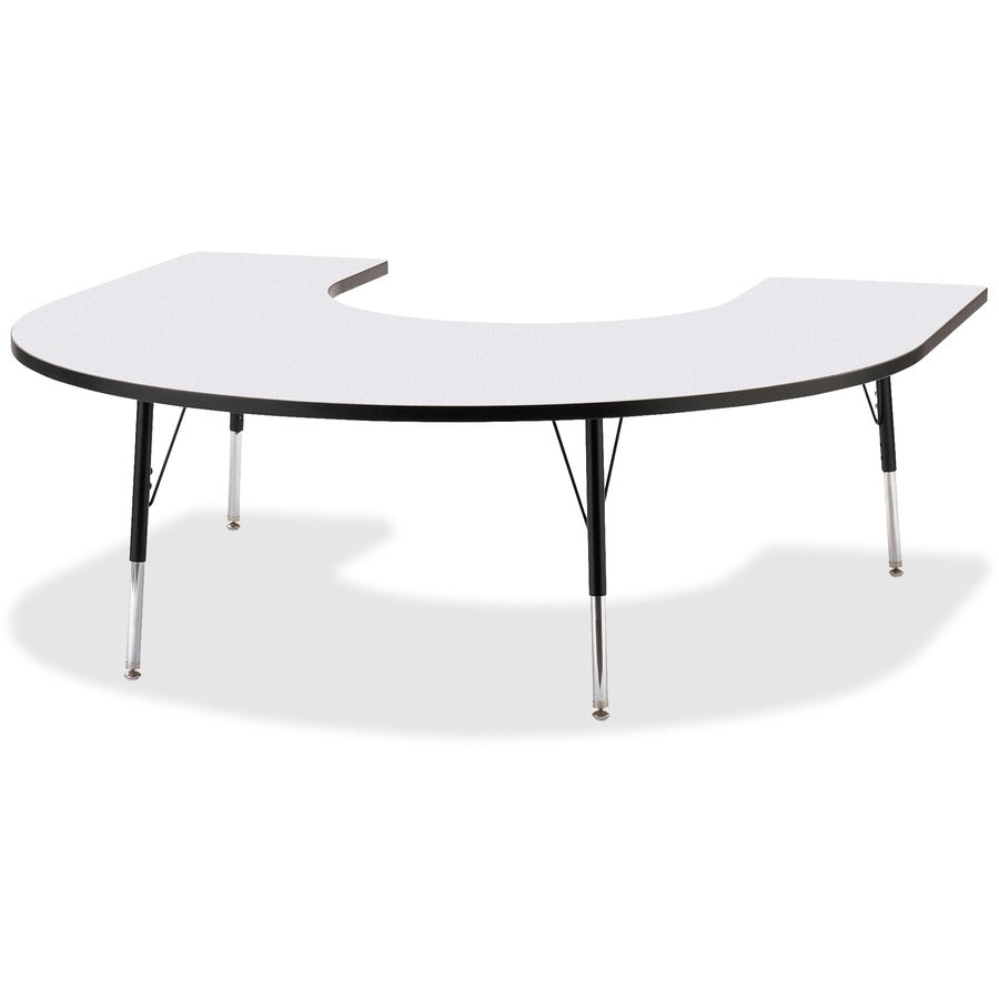 Jonti-Craft Berries Prism Horseshoe Student Table - Black Horseshoe-shaped, Laminated Top - Four Leg Base - 4 Legs - Height Adjustable - 24" to 31" Adjustment - 66" Table Top Length x 60" Table Top Width x 1.13" Table Top Thickness - 31" Height - Educa...