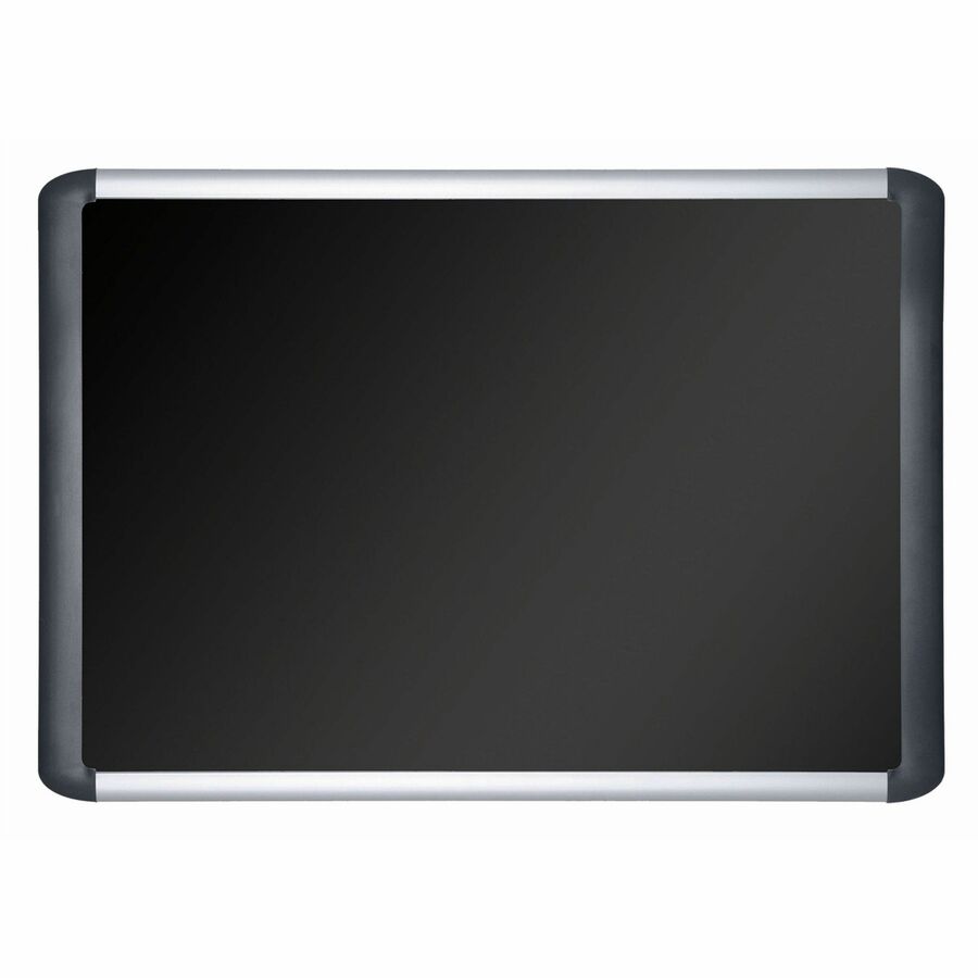 MasterVision MVI SoftTouch Deluxe Bulletin Board - 48" Board Height x 96" Board Width - Black Fabric Surface - Aluminum/Black Aluminum Frame - 1 Each