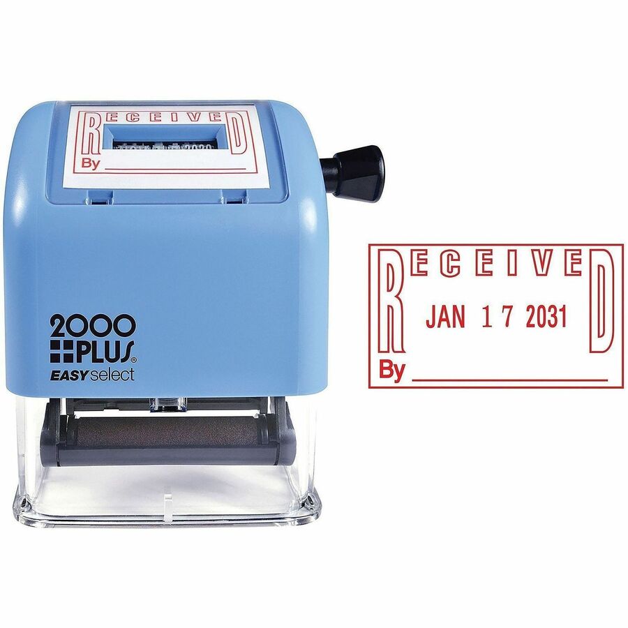 Cosco 011091/2 2000 Plus Easy Select Dater - Message/Date Stamp - RECEIVED - 1" Impression Width x 1.81" Impression Length - 4 Bands - Red, Blue - 1 Each
