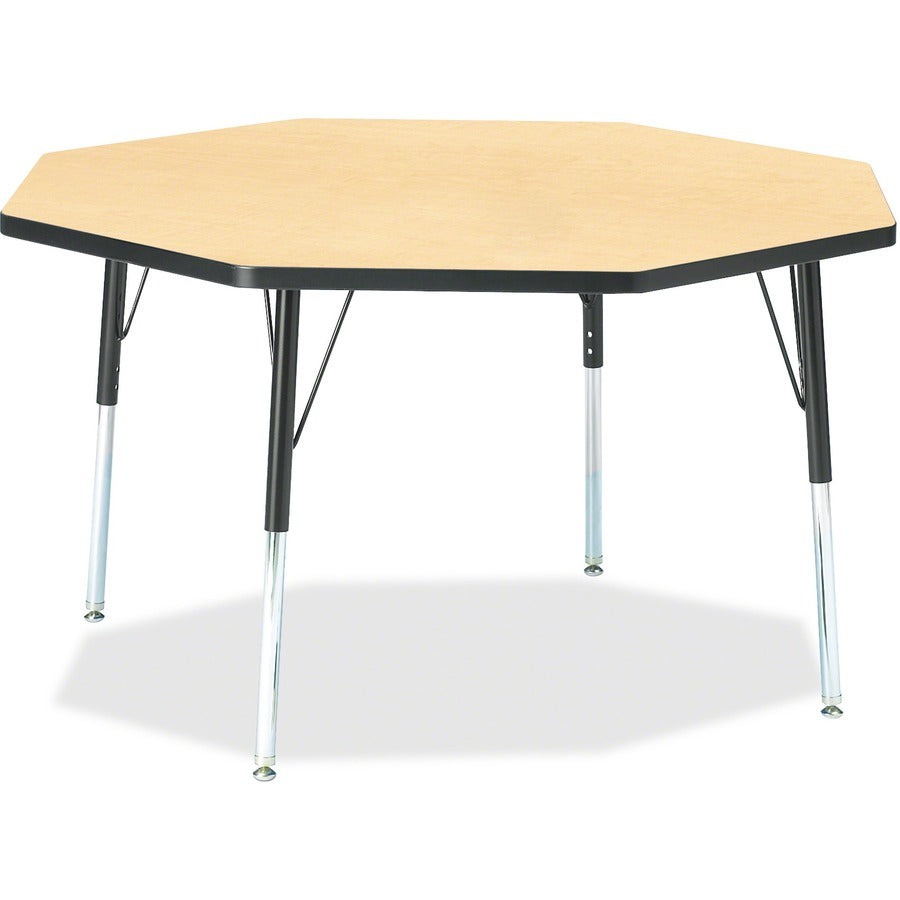 Jonti-Craft Berries Adult Height Color Edge Octagon Table - Laminated Octagonal, Maple Top - Four Leg Base - 4 Legs - Height Adjustable - 24" to 31" Adjustment x 1.13" Table Top Thickness x 48" Table Top Diameter - 31" Height - Art, Craft - Assembly Re...