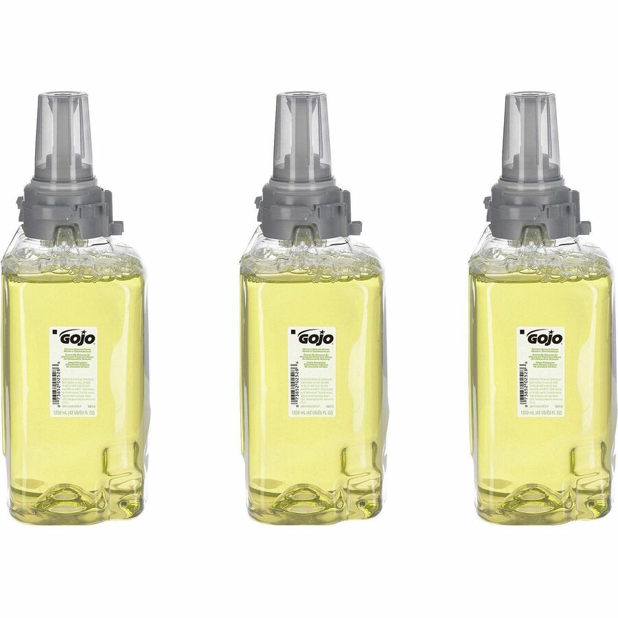 Gojo®, ADX-12 GingerCitrus Handwash Refill - Ginger Citrus Scent - 1.32 quart - Pump Bottle Dispenser - Kill Germs - Hand, Skin, Hair - Moisturizing - Green - Bio-based - 3 / Carton