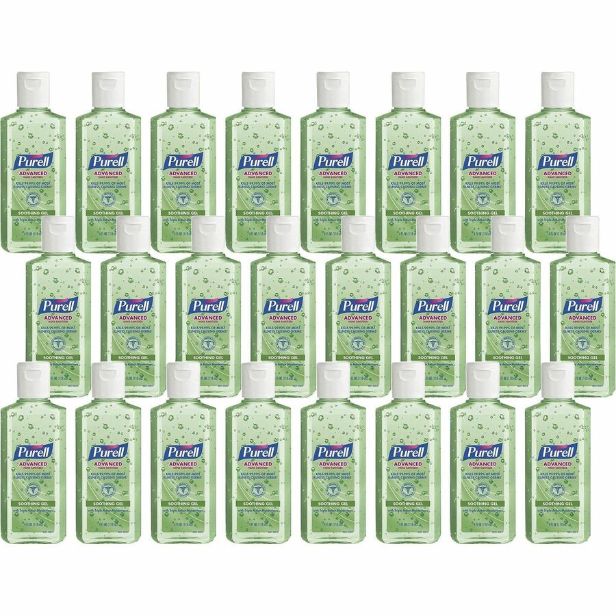 PURELL®, Hand Sanitizer Gel - Floral Scent - 4 fl oz - Squeeze Bottle Dispenser - Kill Germs - Hand - Moisturizing - Green - Non-sticky, Residue-free, Moisturizing - 24 / Carton