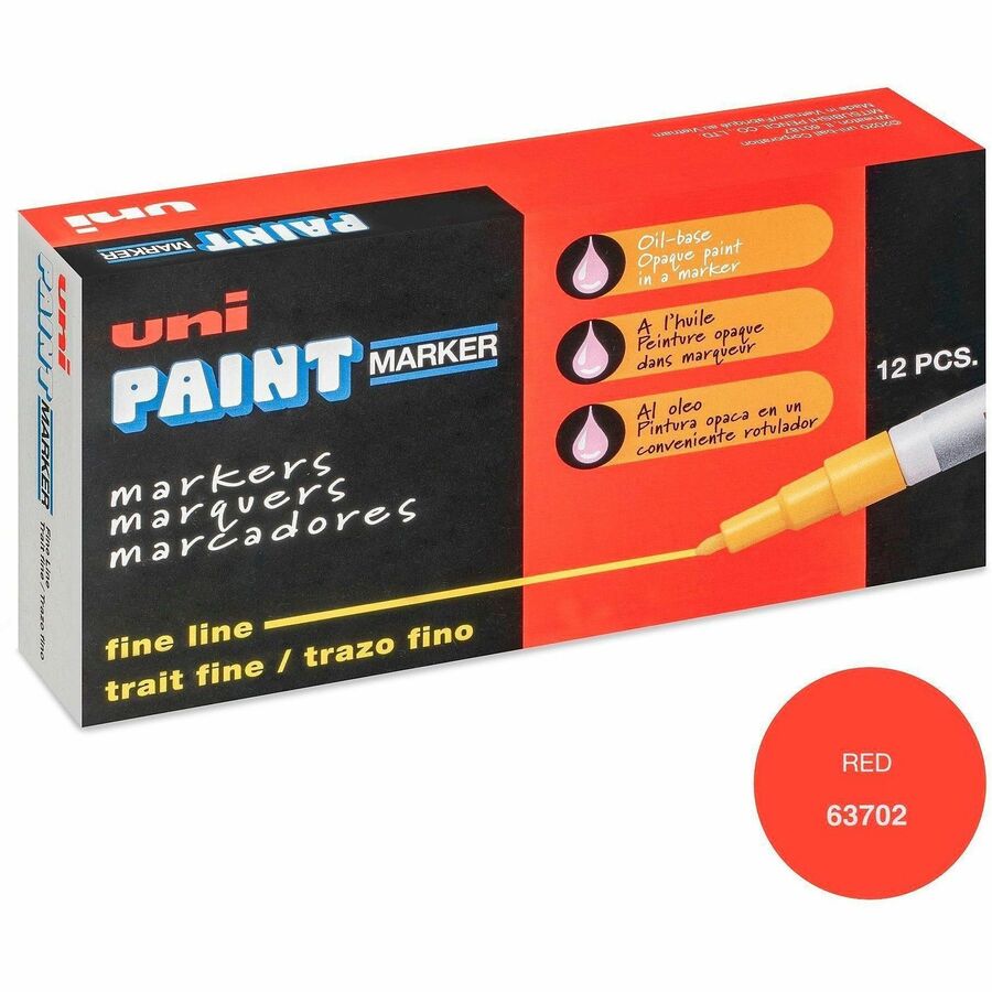uniball™, uni-Paint PX-21 Oil-Based Marker - Red Ink - Oil Based - 12 / Dozen