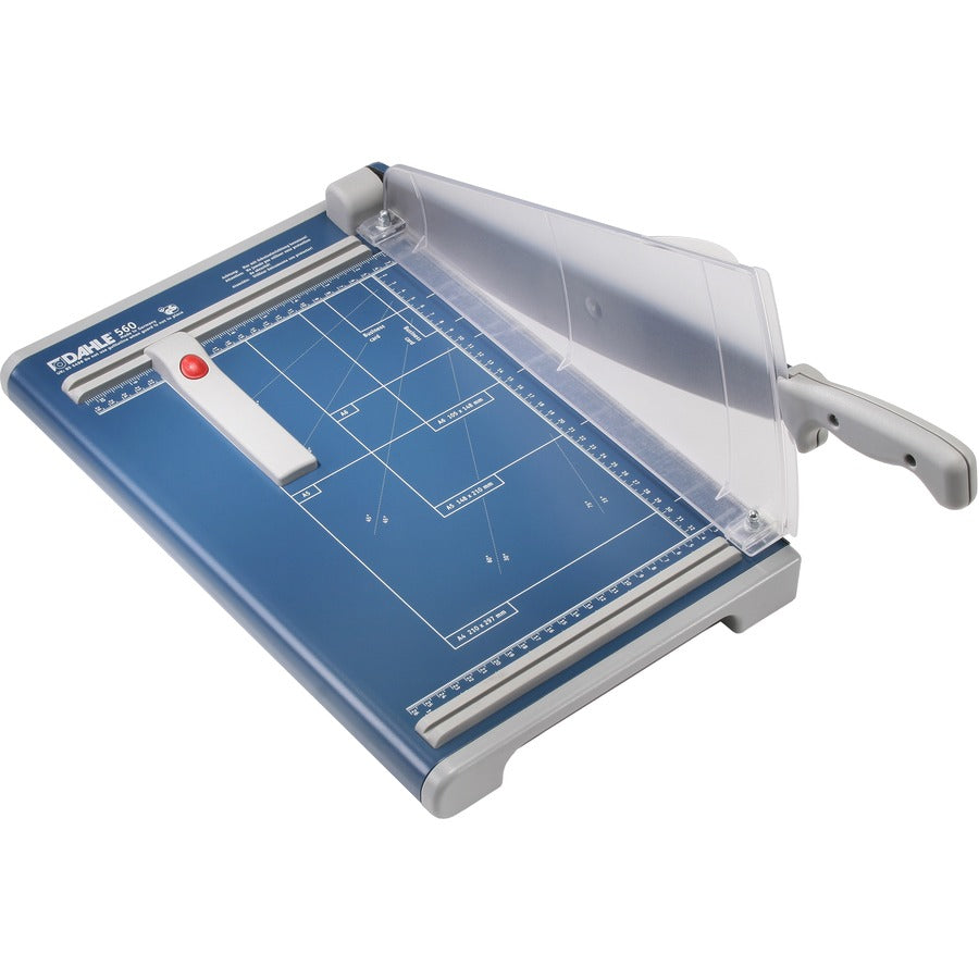 Dahle 560 Professional Guillotine Trimmer - 25 Sheet Cutting Capacity - 13" Cutting Length - 3" Height x 11.3" Width x 17.8" Length - Screened Guide, Adjustable Alignment Guide, Ground Blade, Manual Paper Clamp, Non-slip Rubber Feet, Sturdy, Durable, C...