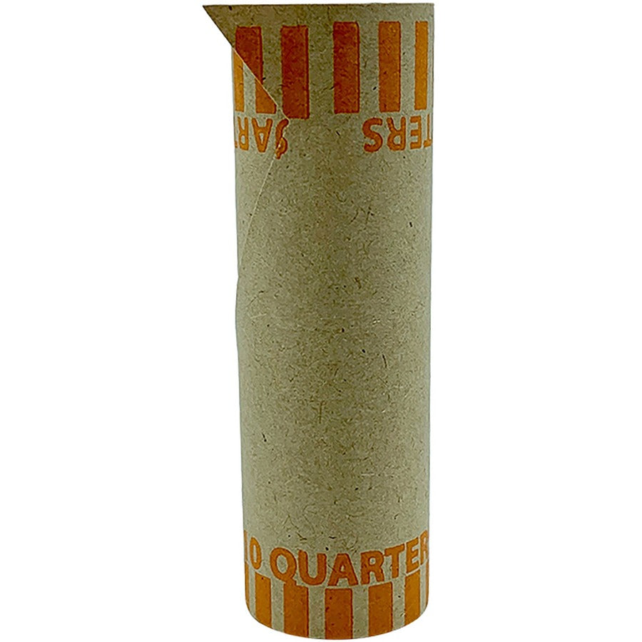 PAP-R Tubular Coin Wrappers - Total $10 in 40 Coins of 25� Denomination - Heavy Duty, Burst Resistant - Kraft - Orange - 1000 / Box