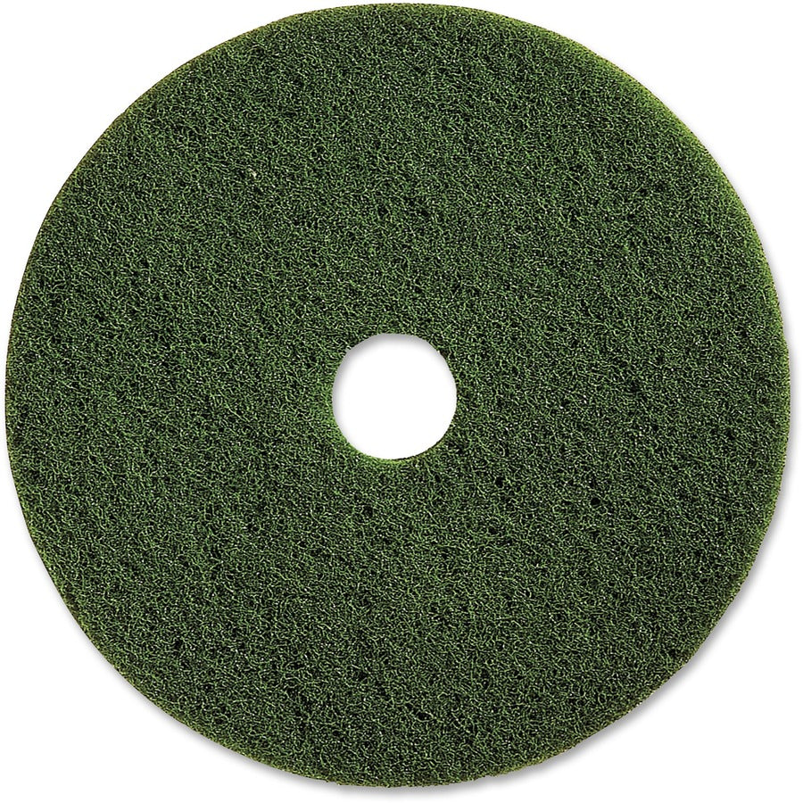 Genuine Joe 20" Scrubbing Floor Pad - 20" Diameter x 1" Thickness - Scrubbing, Floor - 350 rpm Maximum Speed Supported - Heavy Duty, Dirt Remover, Long Lasting, Durable - Fiber - Green - 5 / Carton
